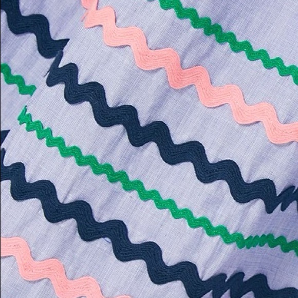 NWT J. Crew Blue Rickrack Trim Poplin Midi Skirt in Peri 100% Cotton Size Medium - Picture 3 of 11